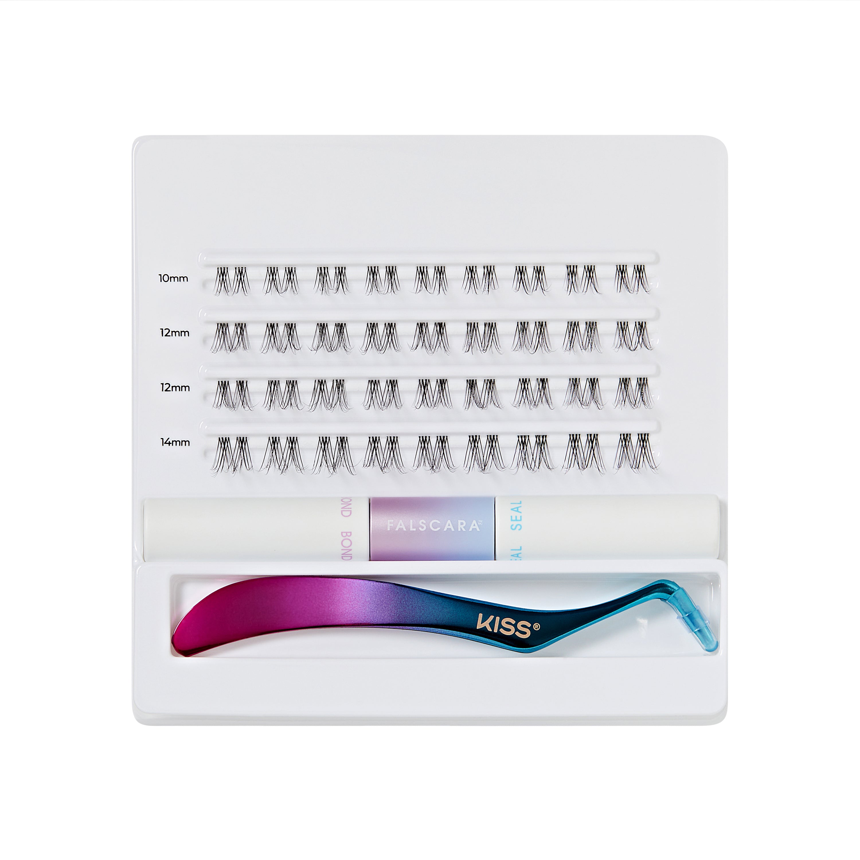 KISS FALSCARA Clear Band False Eyelashes, Lash Extension Kit, 36 Lash Clusters