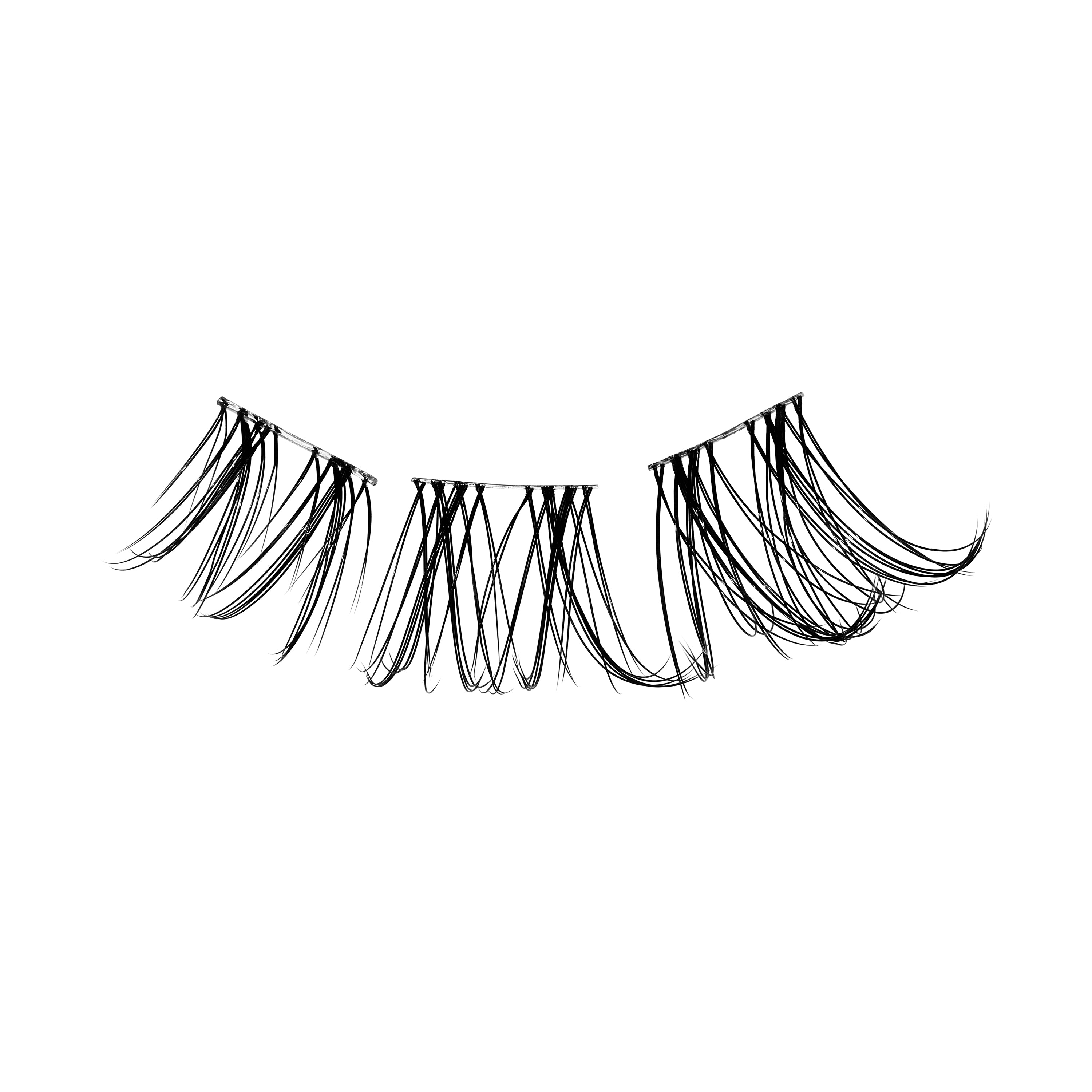 KISS FALSCARA Clear Band False Eyelashes, Lash Extension Kit, 36 Lash Clusters