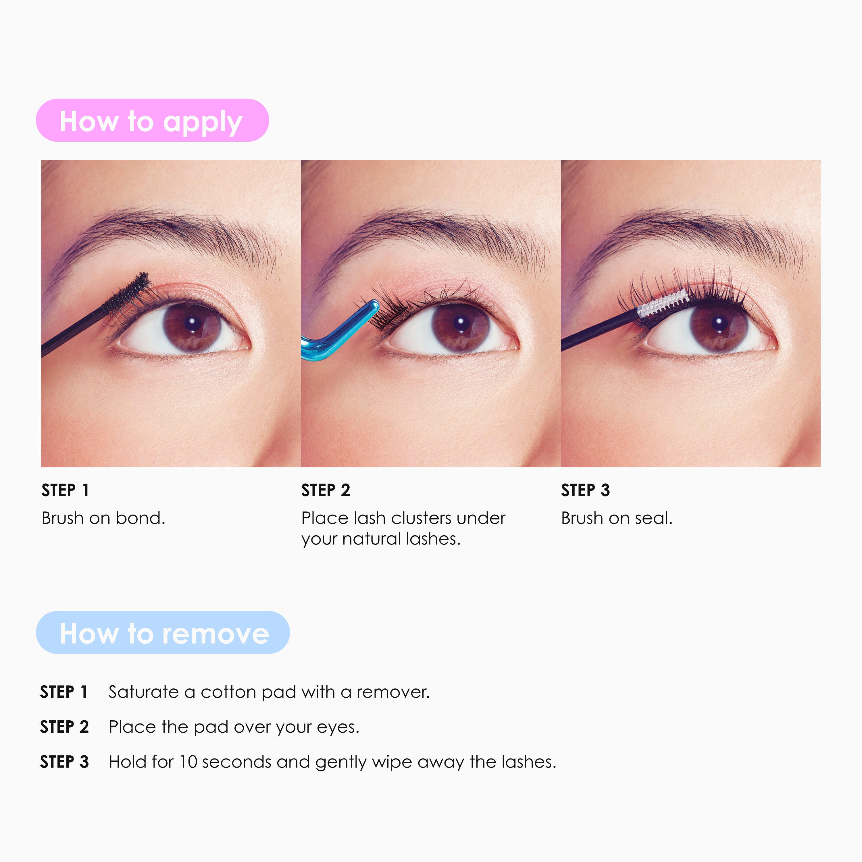 KISS FALSCARA Clear Band False Eyelashes, Lash Extension Kit, 36 Lash Clusters